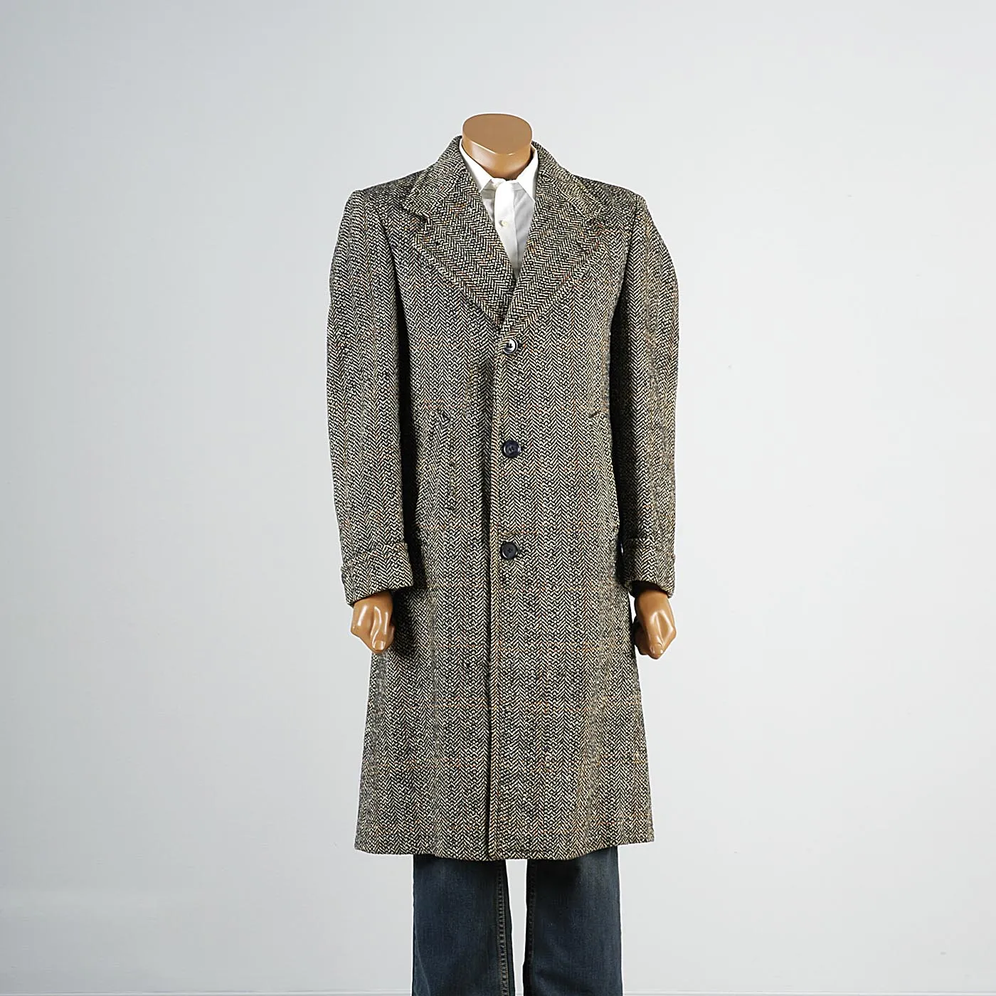 1940s Men's Wool Tweed Winter Coat