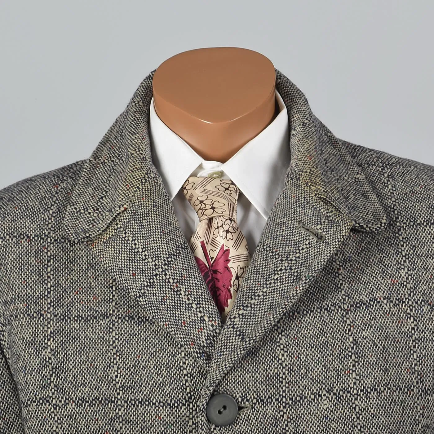 1950s Mens Tweed Windowpane Car Coat