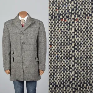 1950s Mens Tweed Windowpane Car Coat