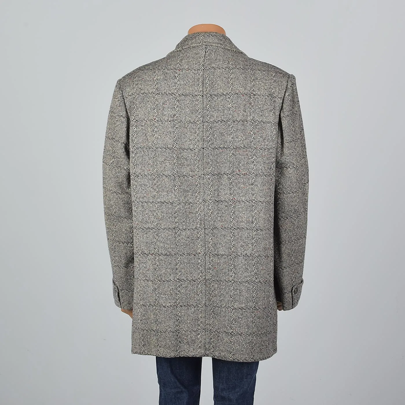 1950s Mens Tweed Windowpane Car Coat