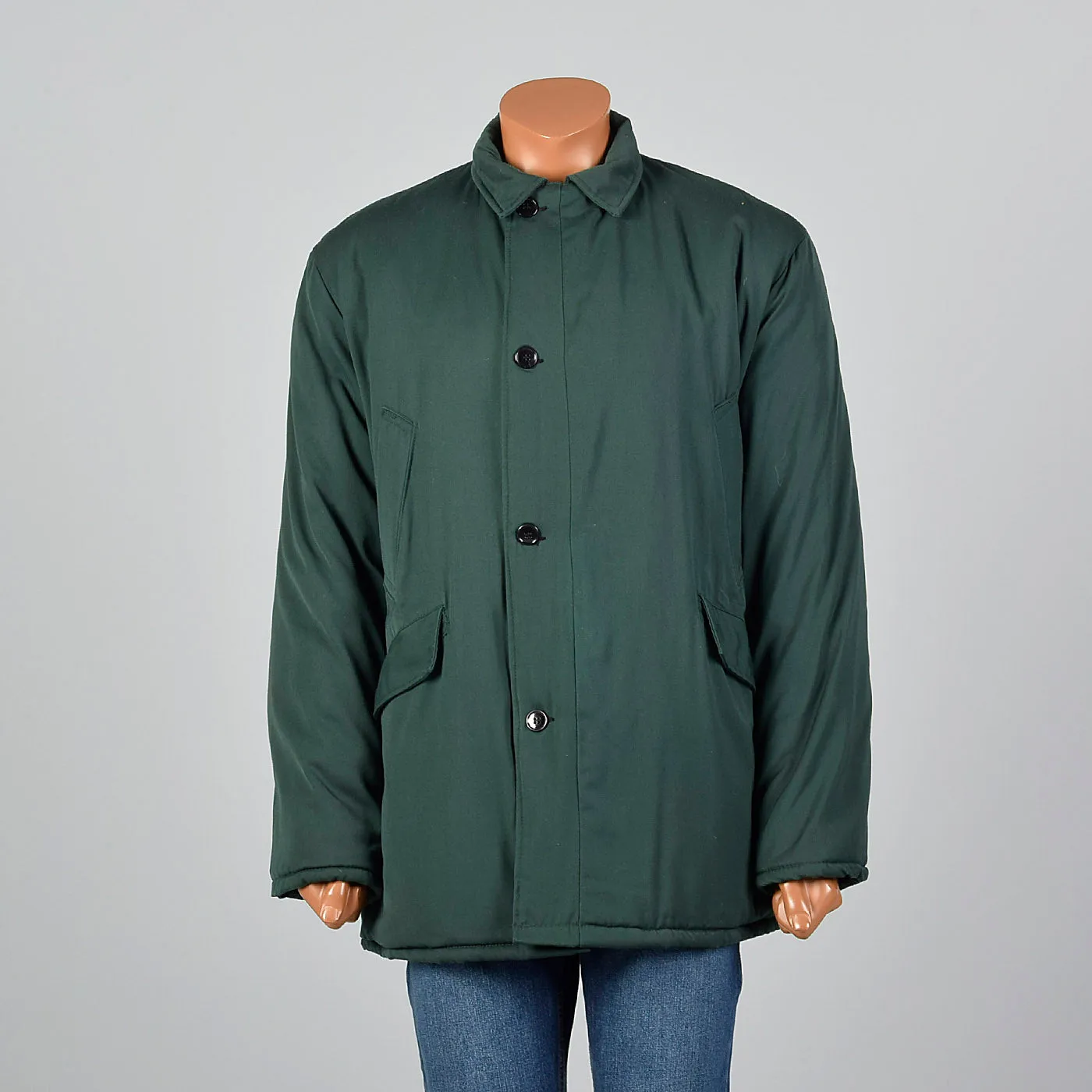 1960s Mens Green Gabardine Work Coat