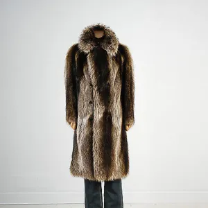 1970s Luxurious Men's Raccoon Fur Coat Thick Shiny & Soft