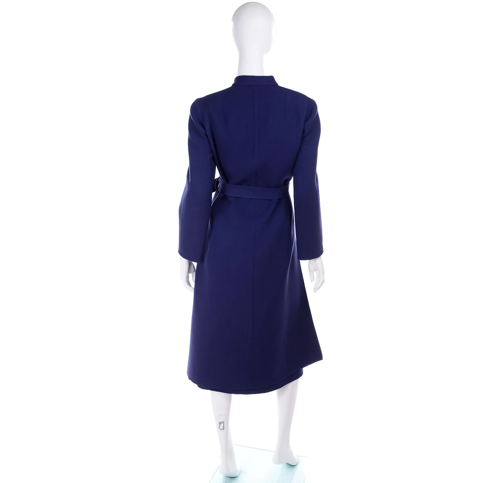 1976 Vintage Geoffrey Beene Minimalist Royal Blue Coat And Skirt Ensemble