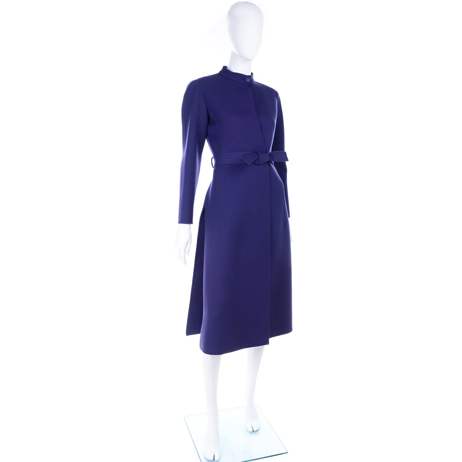 1976 Vintage Geoffrey Beene Minimalist Royal Blue Coat And Skirt Ensemble