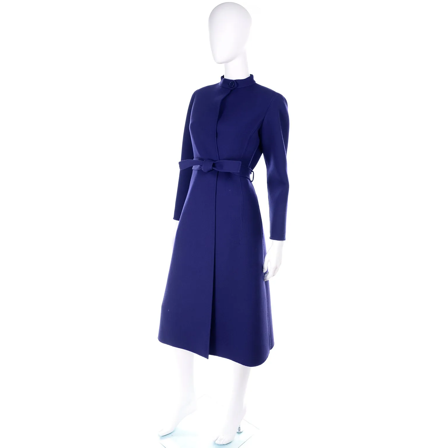 1976 Vintage Geoffrey Beene Minimalist Royal Blue Coat And Skirt Ensemble