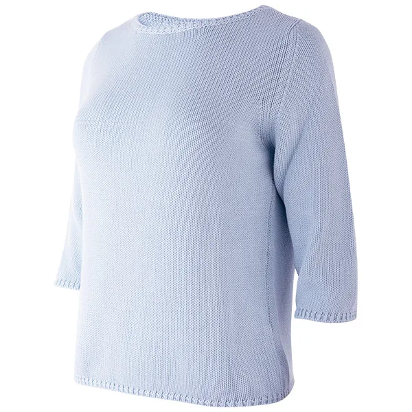 3/4 Sleeve Pullover in Pale Blue