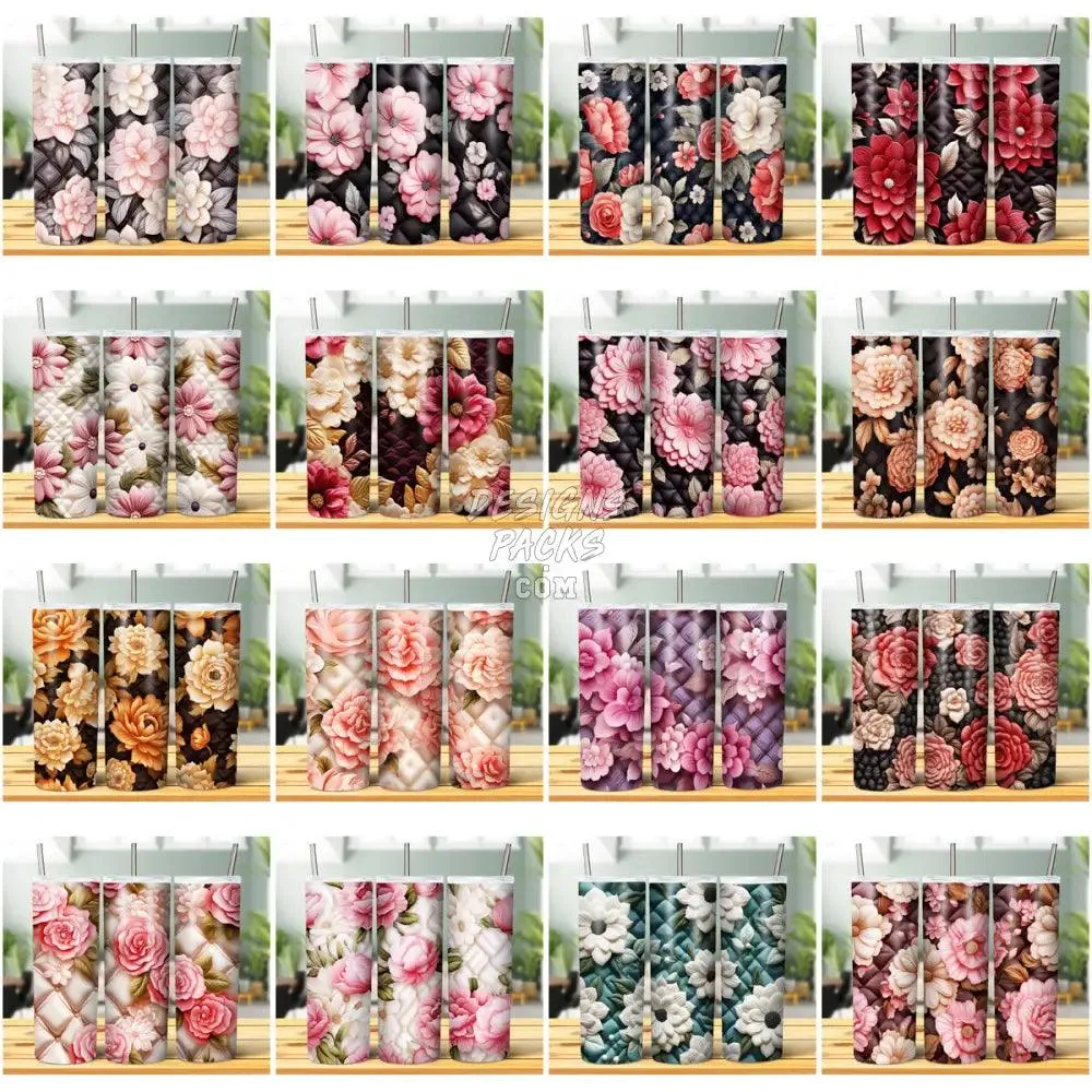 39 QUILTED LUXURY FLORAL Tumbler Wrap Bundle JPG