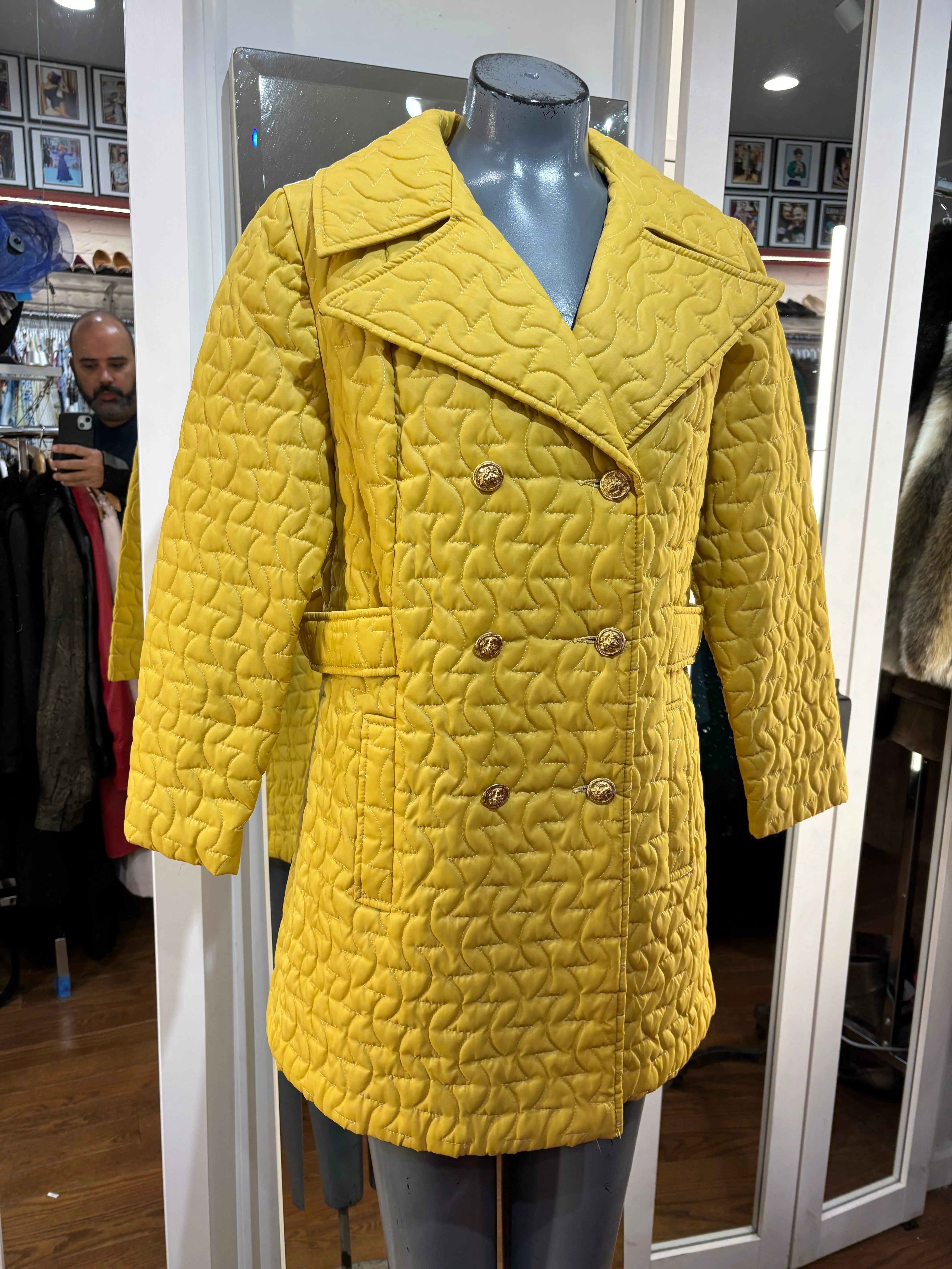 60’s Yellow Quilted Double Breast Coat