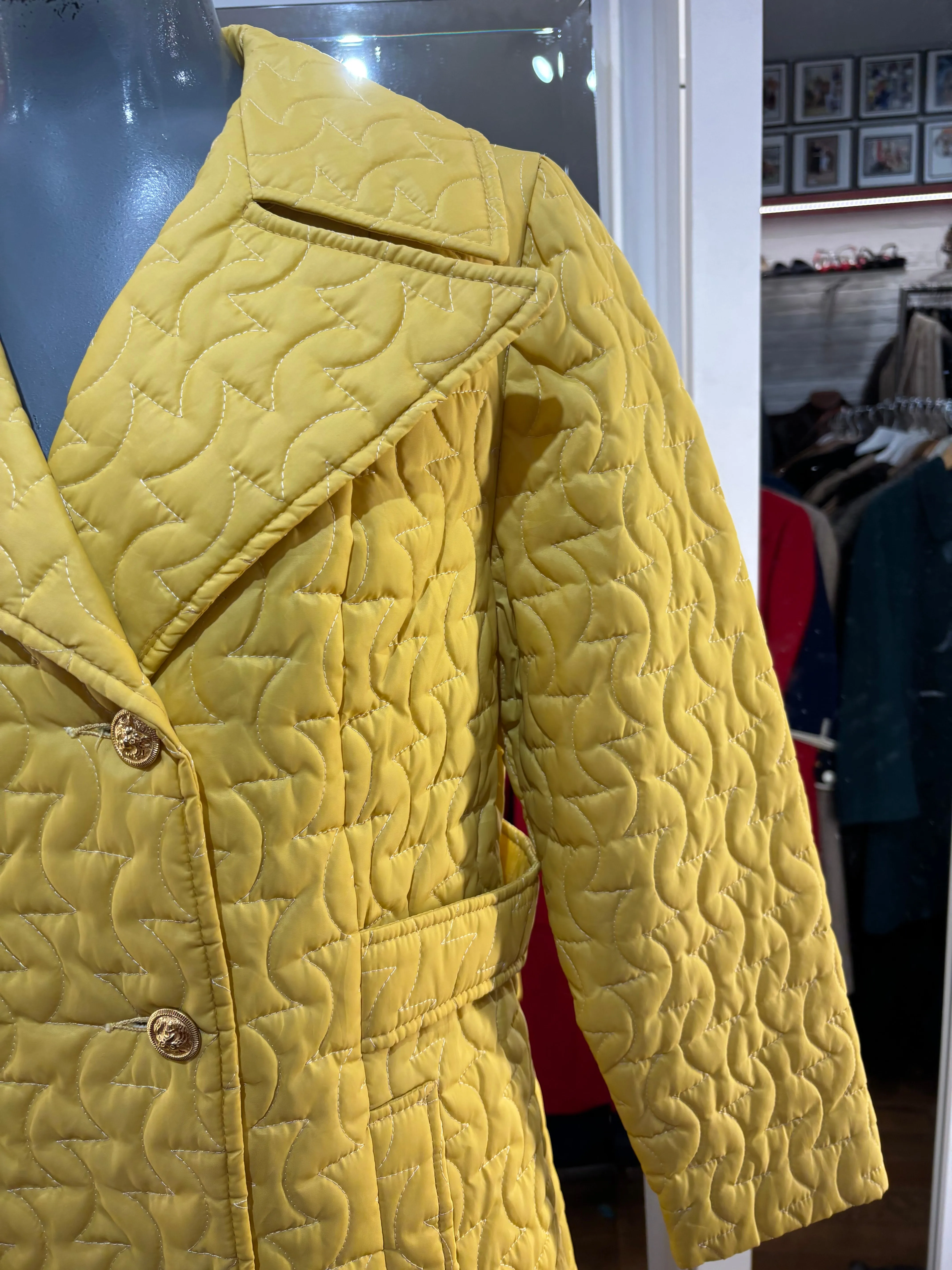 60’s Yellow Quilted Double Breast Coat