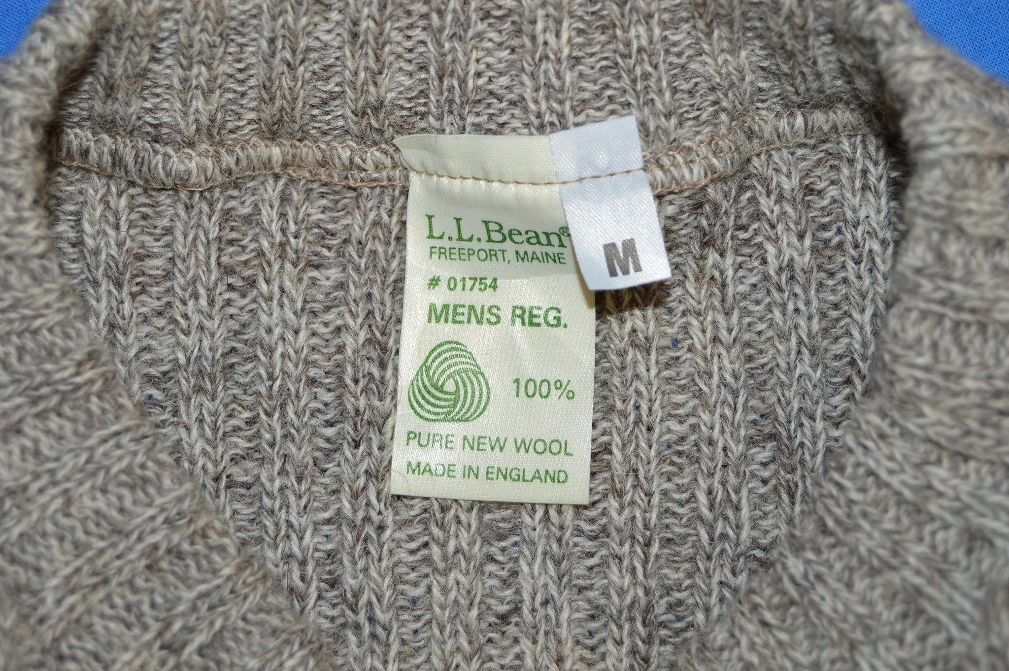 80s LL Bean Brown Wool Rib Knit Sweater Medium