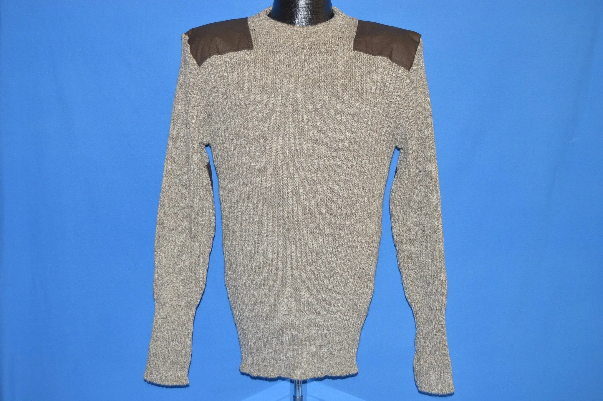 80s LL Bean Brown Wool Rib Knit Sweater Medium