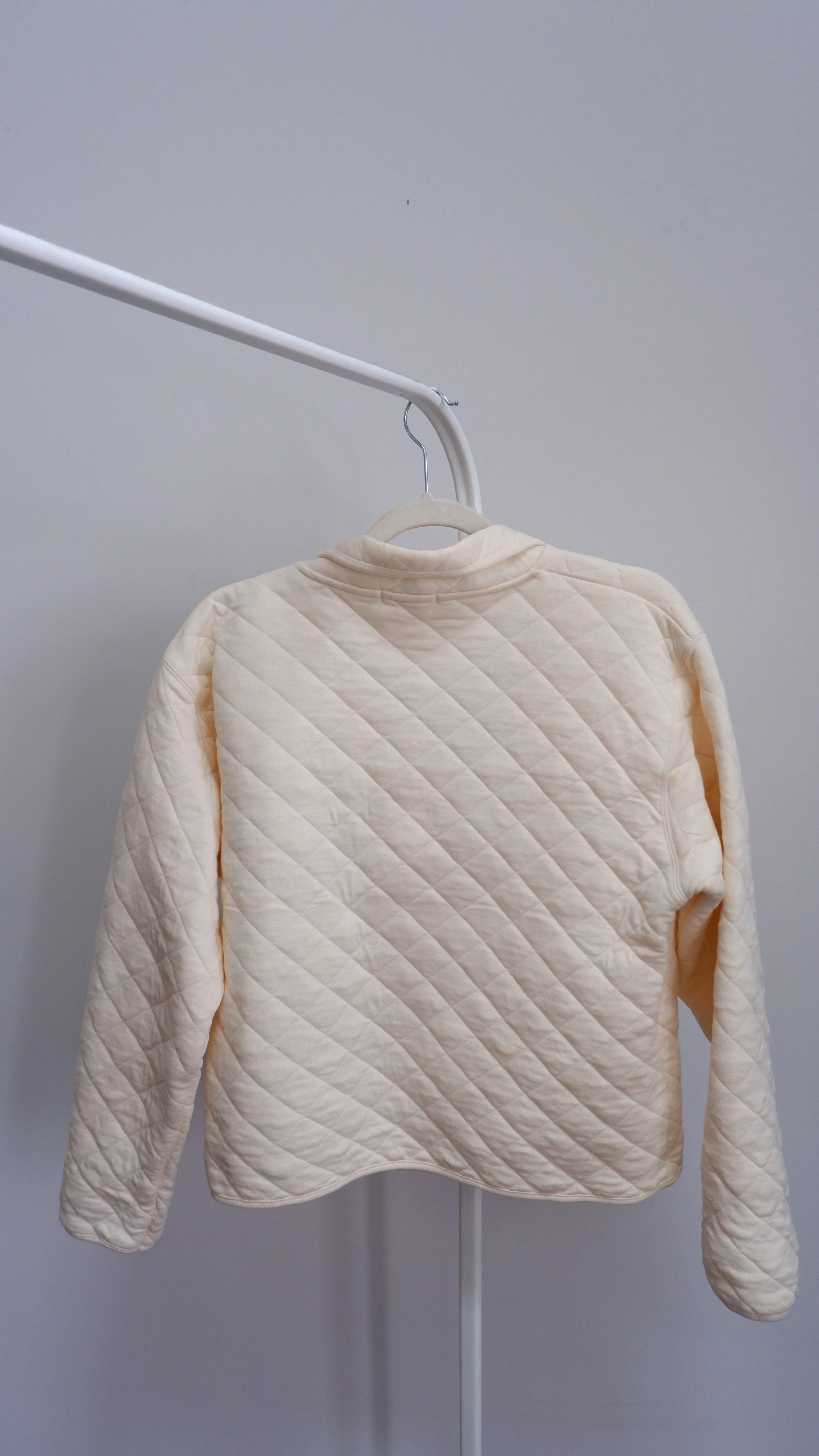 90s Cream Double Breasted Quilted Coat - M