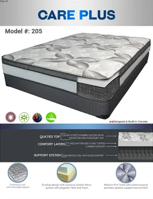 9" Spring Euro Top Mattress- Medium Firm- Model Care Plus