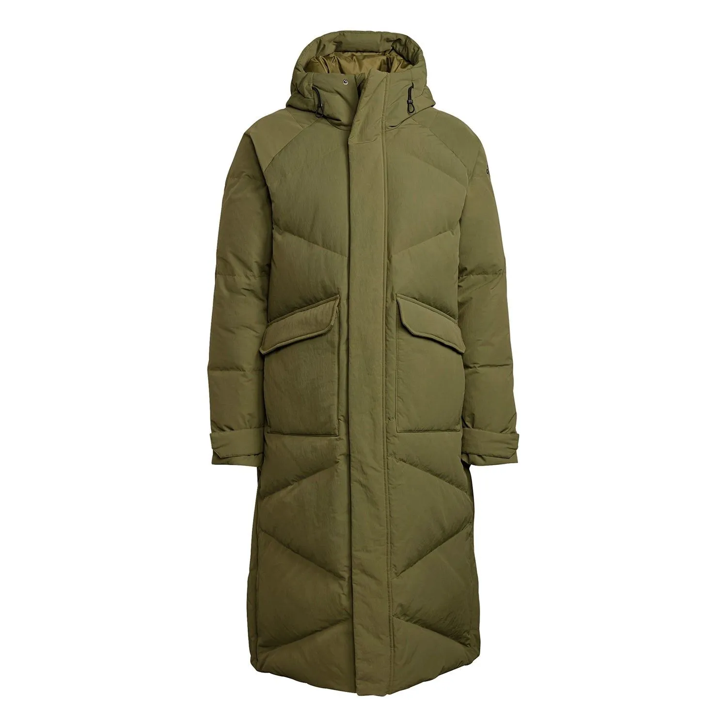 adidas Big Baffle Long Down Parka Coat - Focus Olive