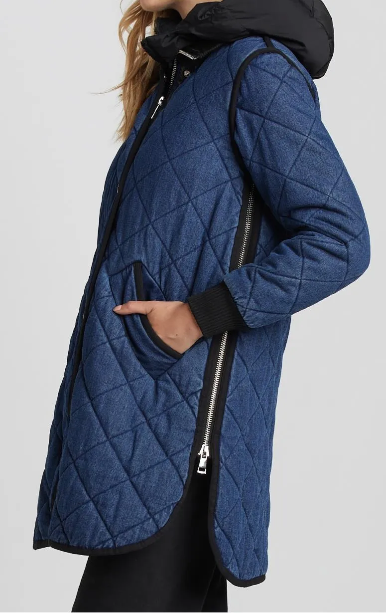 Adroit- Denim 7/8's Quilted Coat