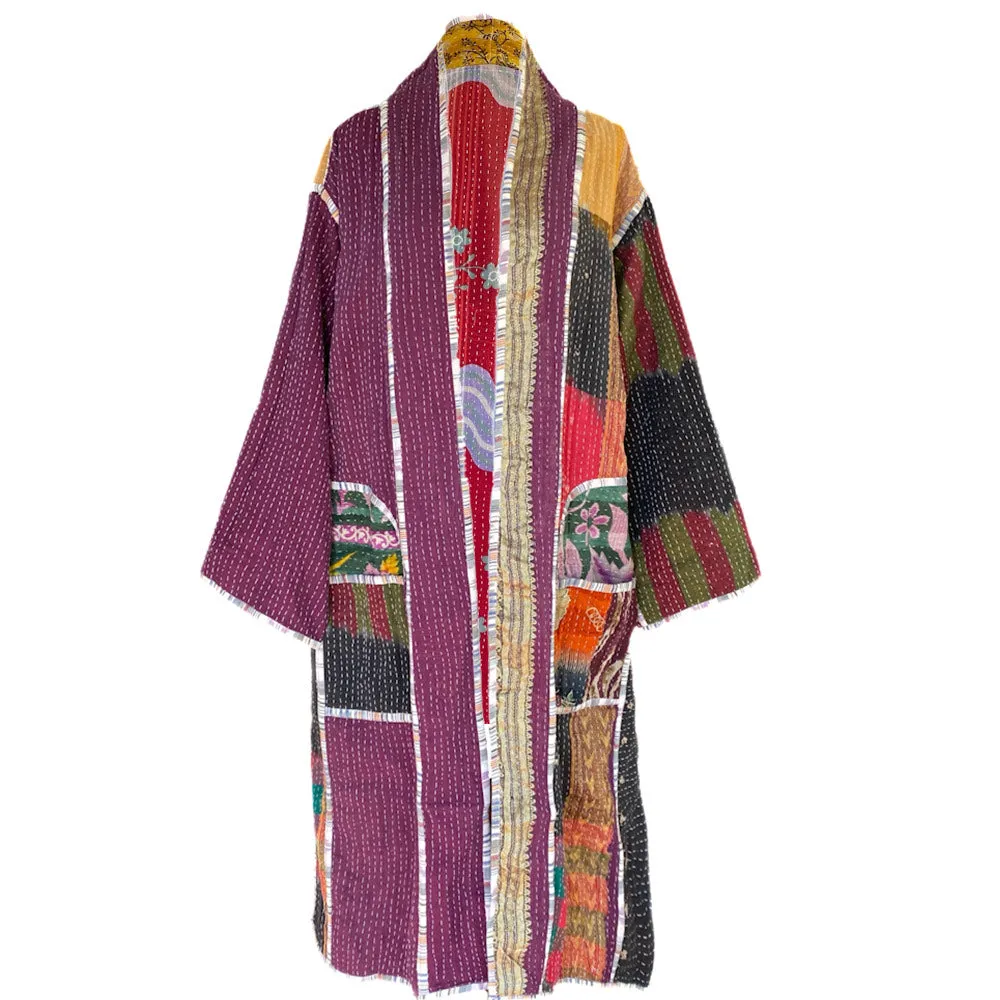 Aiukli cotton vintage quilted kantha coat