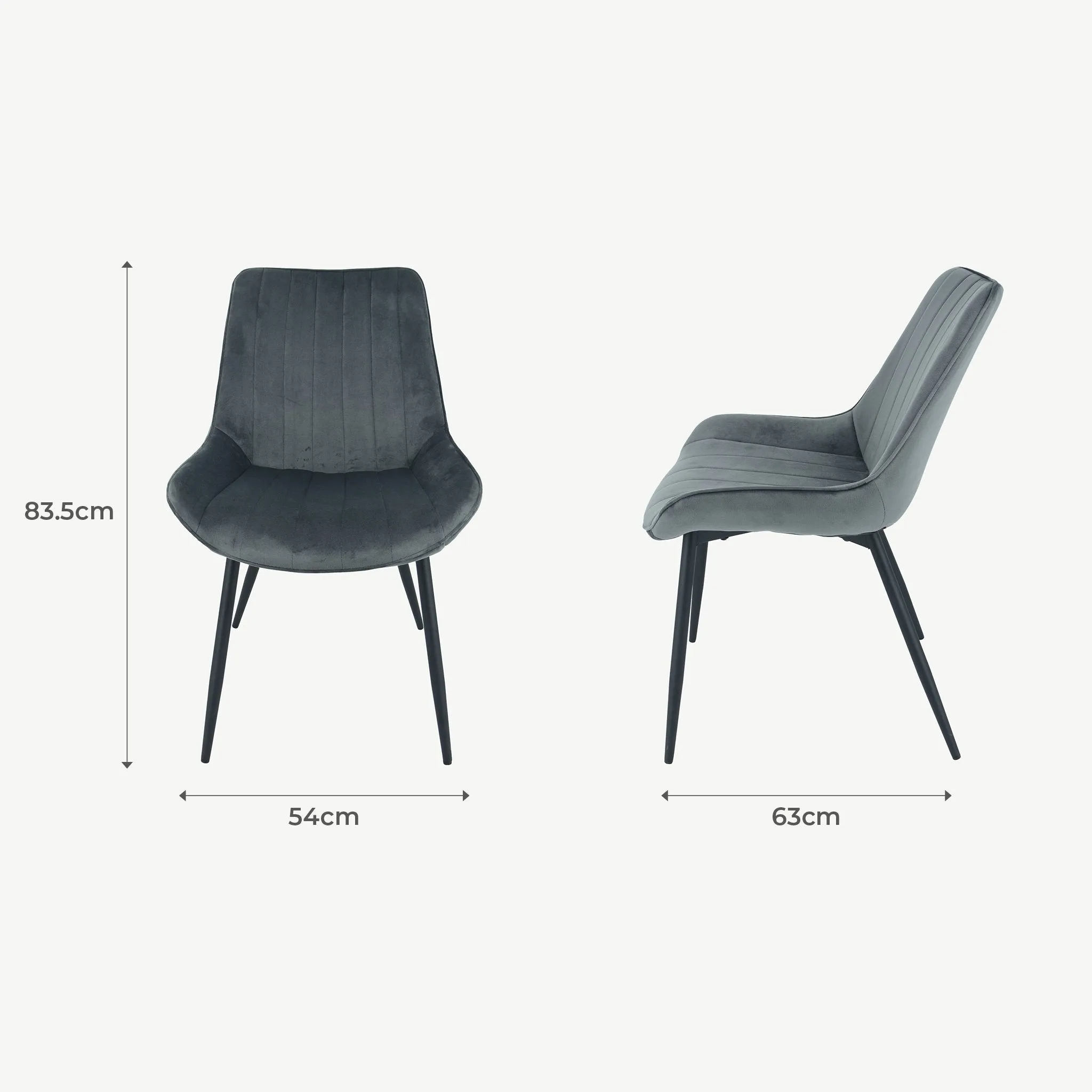 Anglia Dining Chairs Grey Velvet