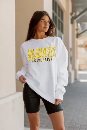 APPALACHIAN STATE MOUNTAINEERS WORK FOR IT CREW DROP SHOULDER PULLOVER BY MADI PREWETT TROUTT