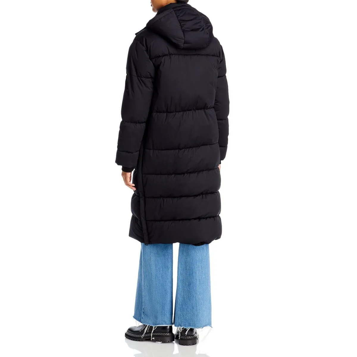 Aqua Womens Puffer Hooded Quilted Coat