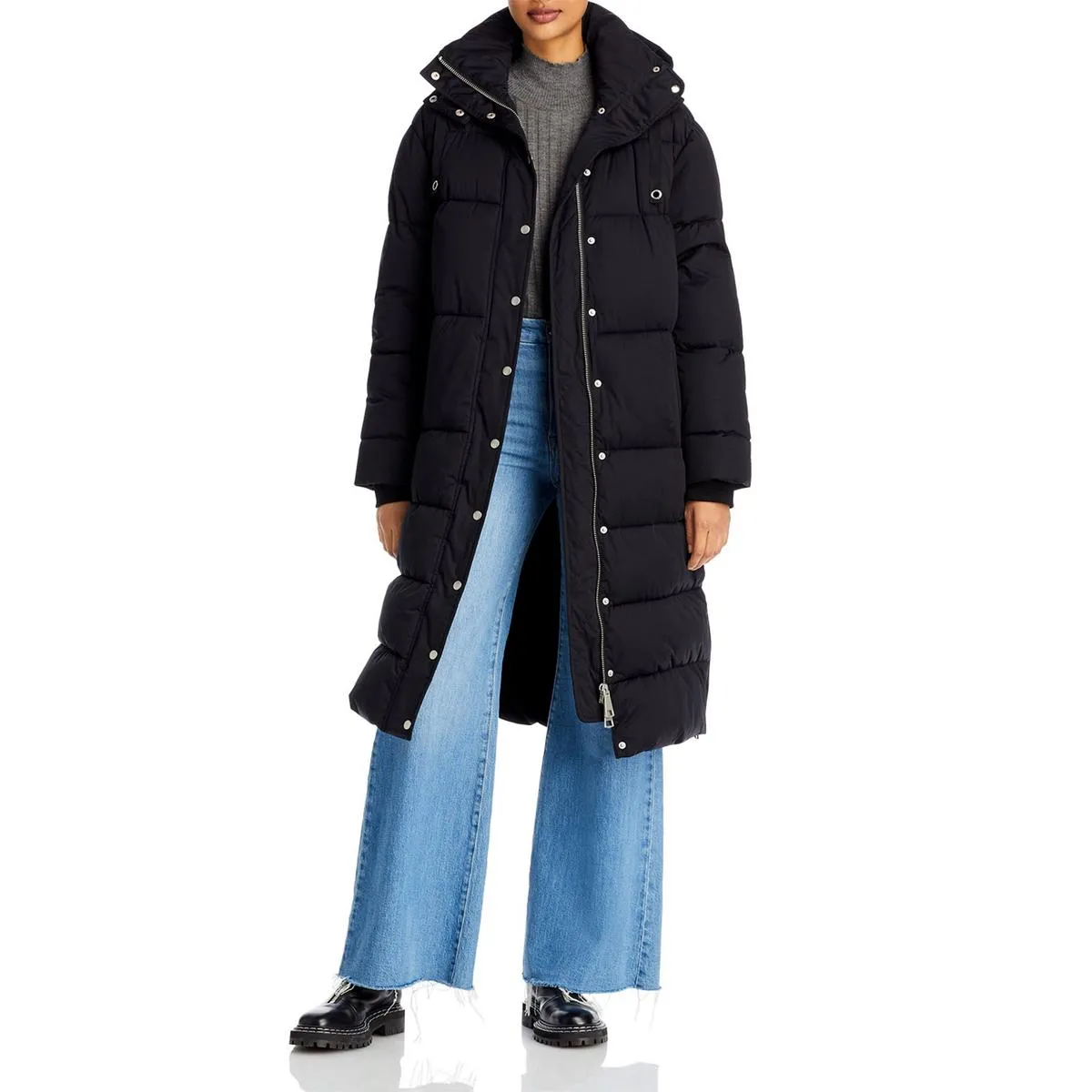 Aqua Womens Puffer Hooded Quilted Coat