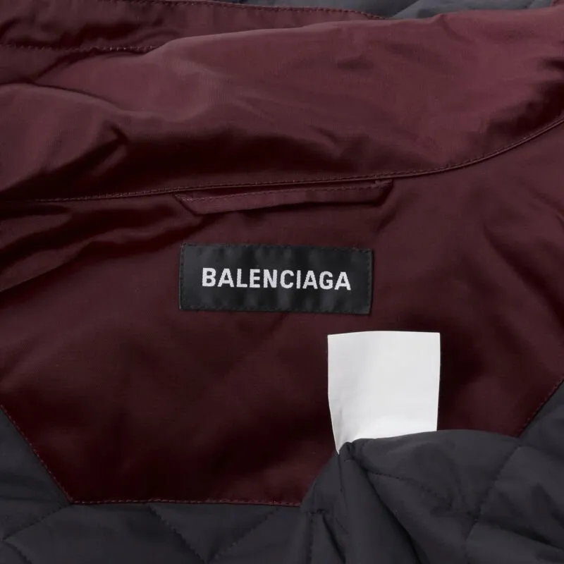 BALENCIAGA Demna burgundy red oversized hooded quilted ski jacket coat