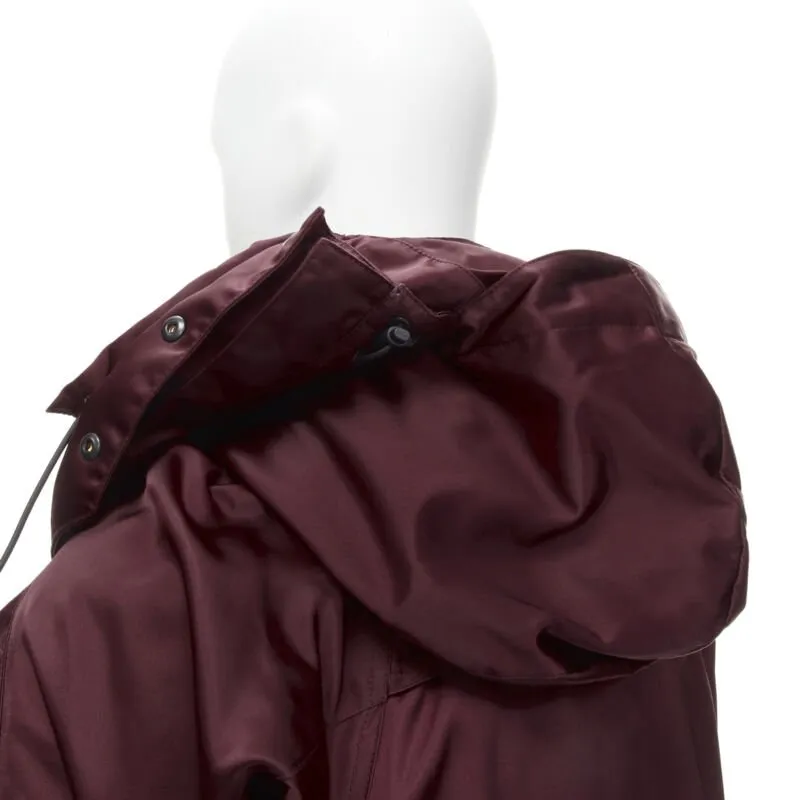 BALENCIAGA Demna burgundy red oversized hooded quilted ski jacket coat