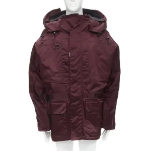 BALENCIAGA Demna burgundy red oversized hooded quilted ski jacket coat