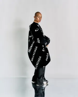 Balenciaga FW 2019 Faux Fur Logo Coat