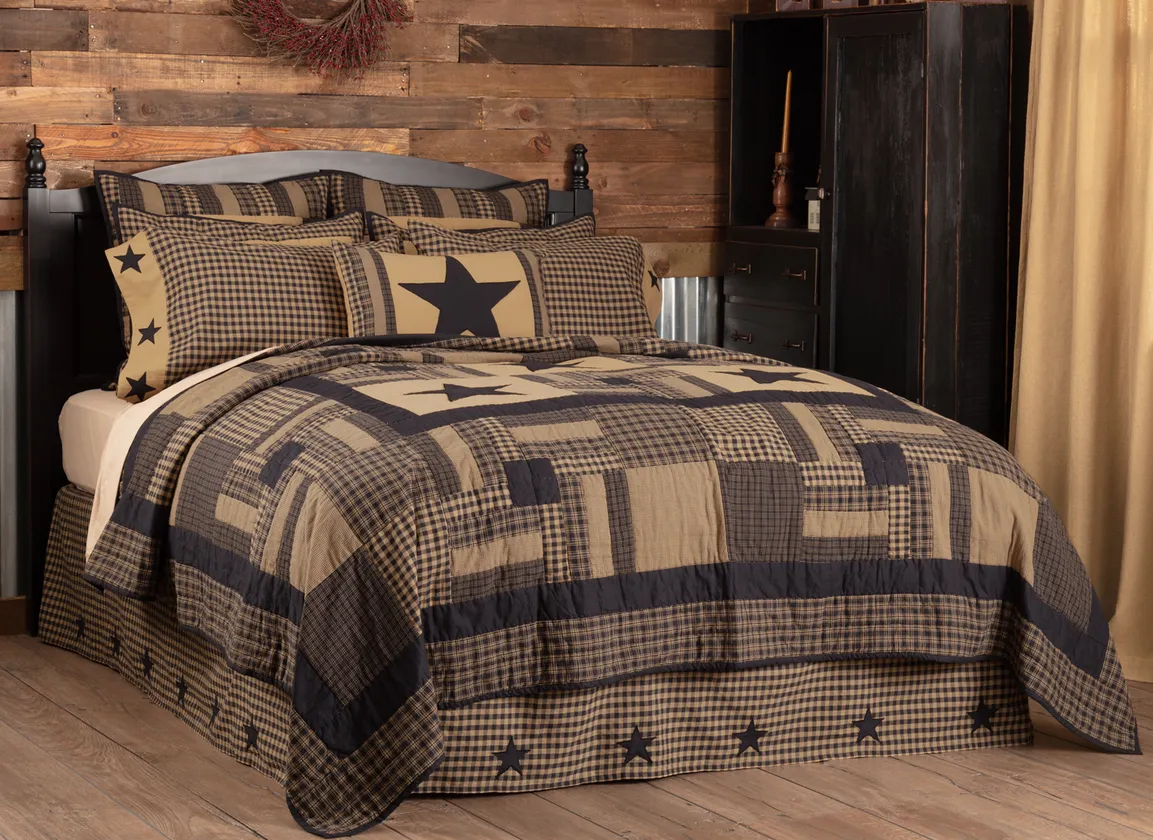 Black Check Star Over-sized Luxury King Quilt 105X105