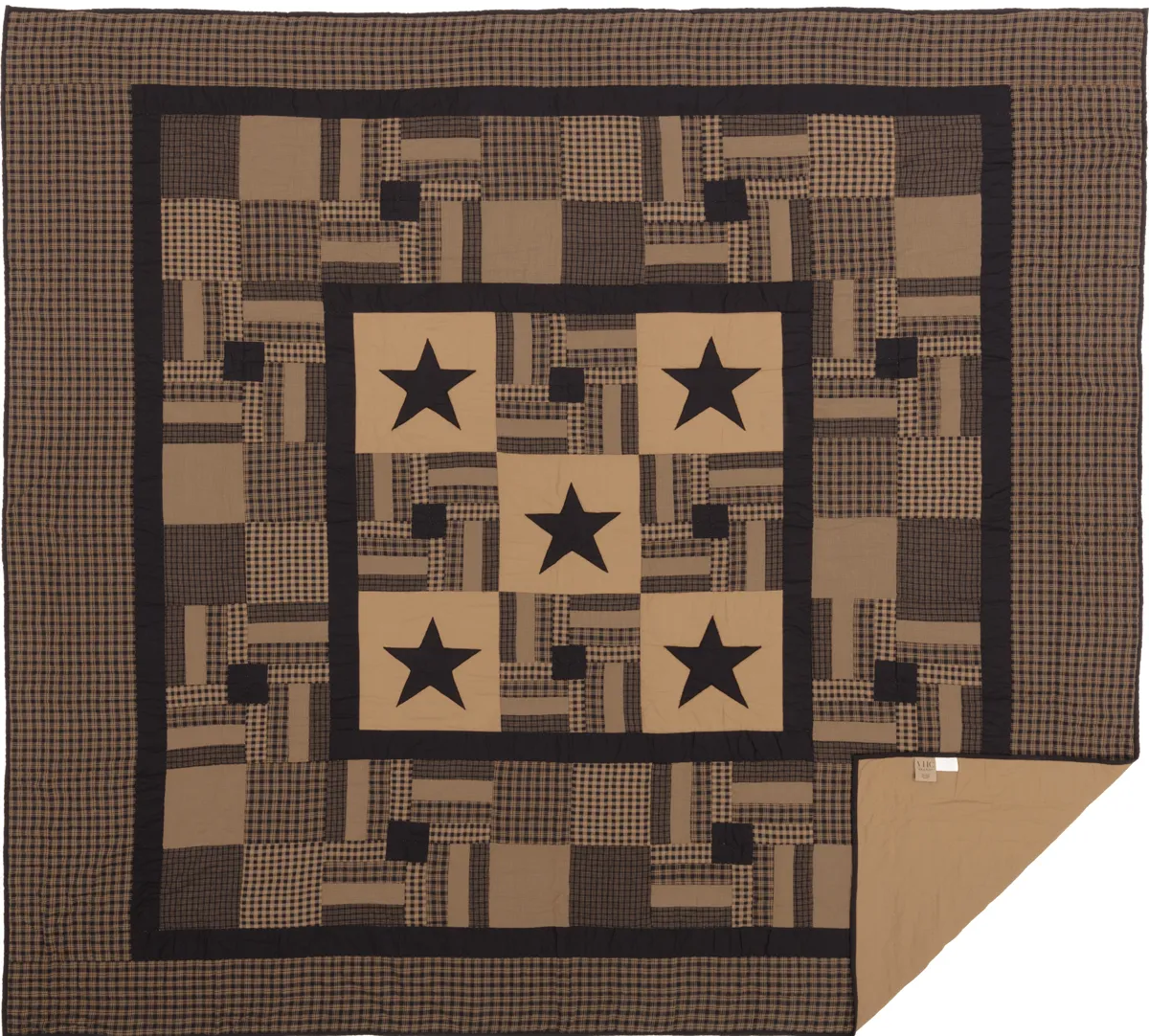 Black Check Star Over-sized Luxury King Quilt 105X105