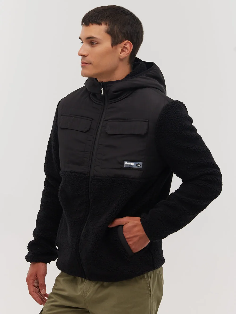 Blankor Quilted Yoke Zip-Up Sherpa