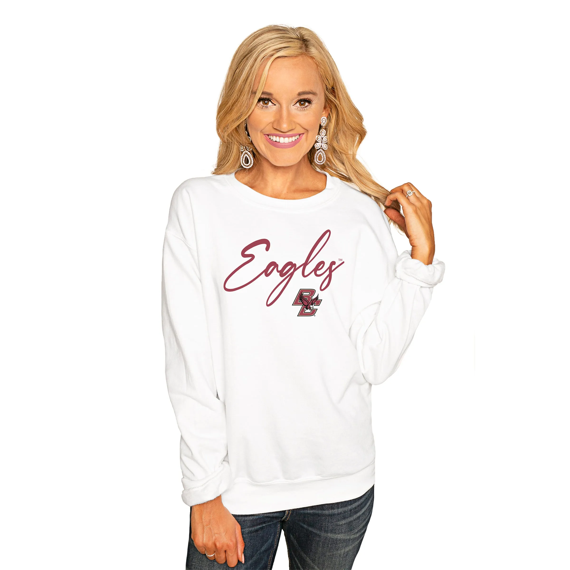 BOSTON COLLEGE EAGLES "WIN THE DAY" PERFECT COZY CREW SWEATSHIRT