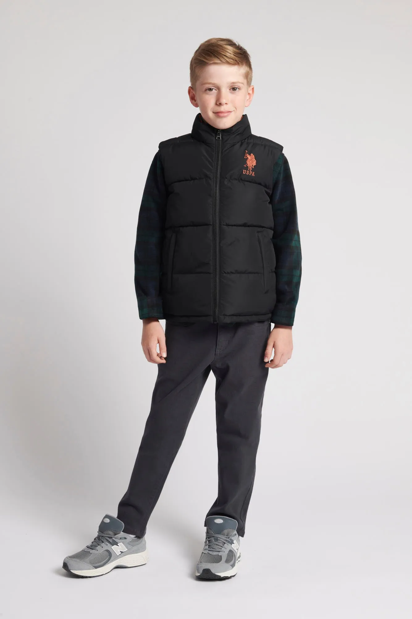 Boys Thick Quilted Gilet in Black