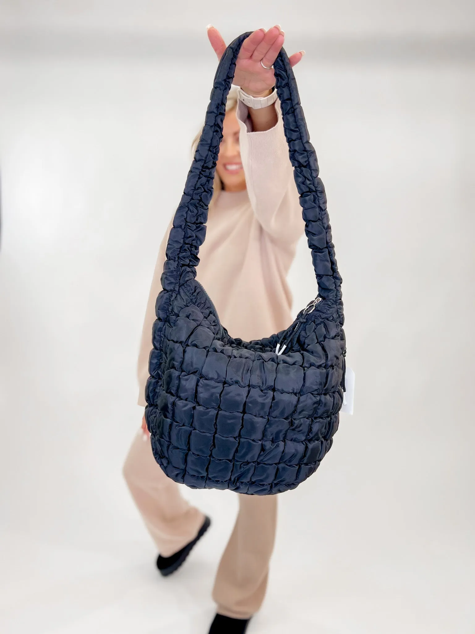 Carmen Quilted Hobo Tote Bag