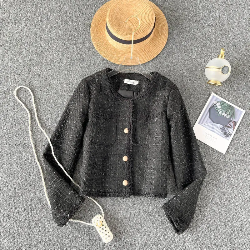 Celebrity style light luxury women's Woven coat women's tweed  1548