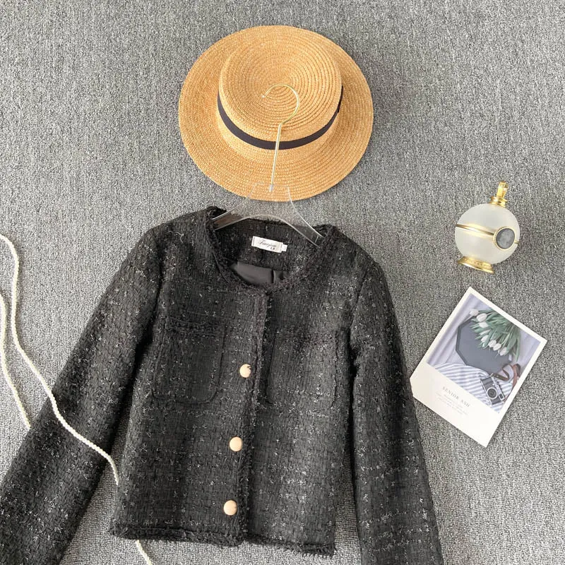 Celebrity style light luxury women's Woven coat women's tweed  1548