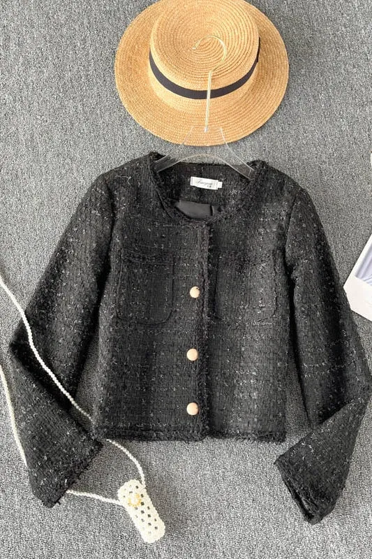 Celebrity style light luxury women's Woven coat women's tweed  1548