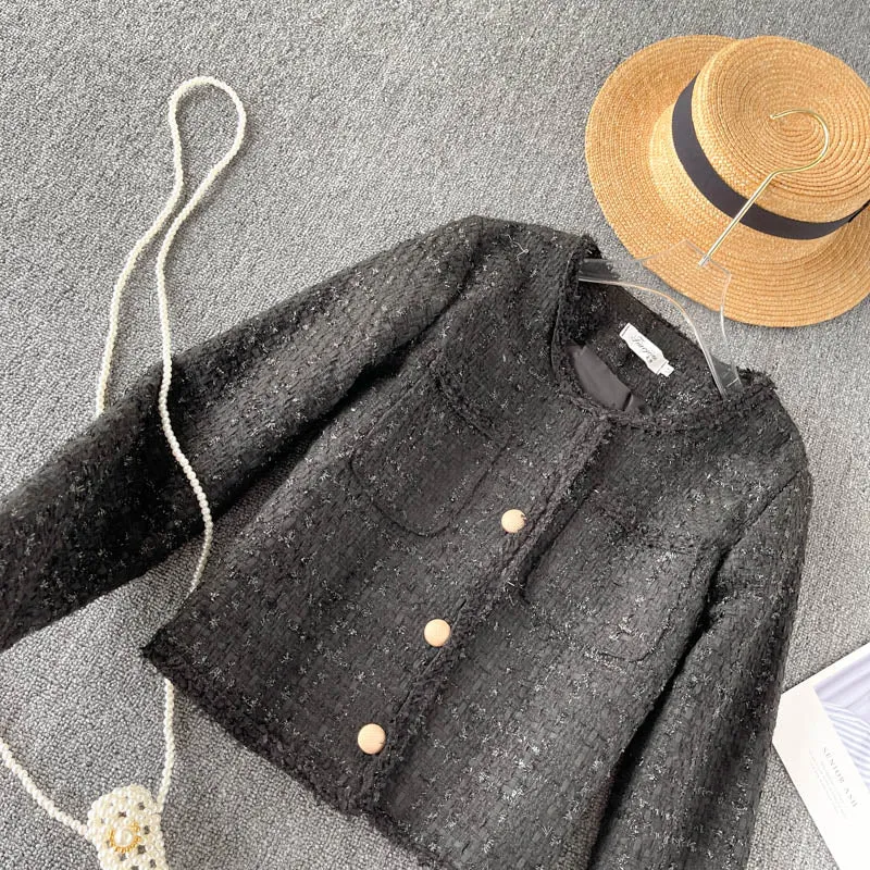 Celebrity style light luxury women's Woven coat women's tweed  1548