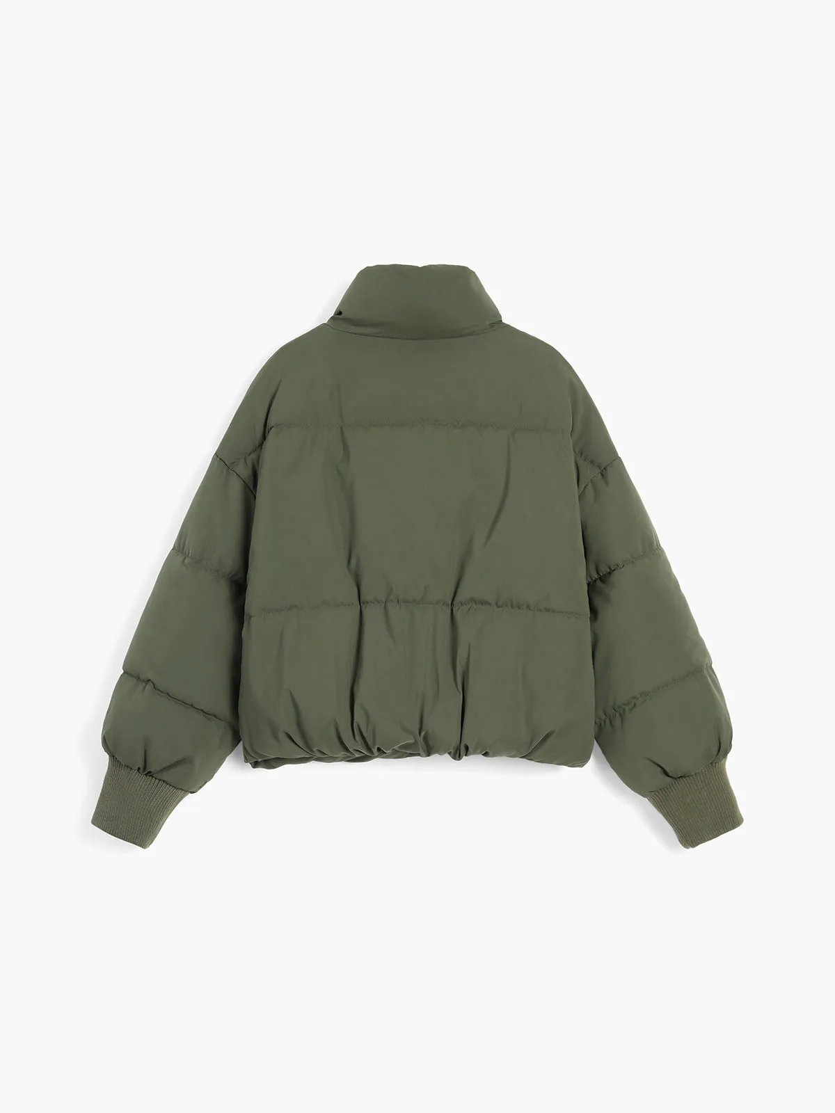 CHICMY- Quilted Puffer Stand Collar Crop Coat