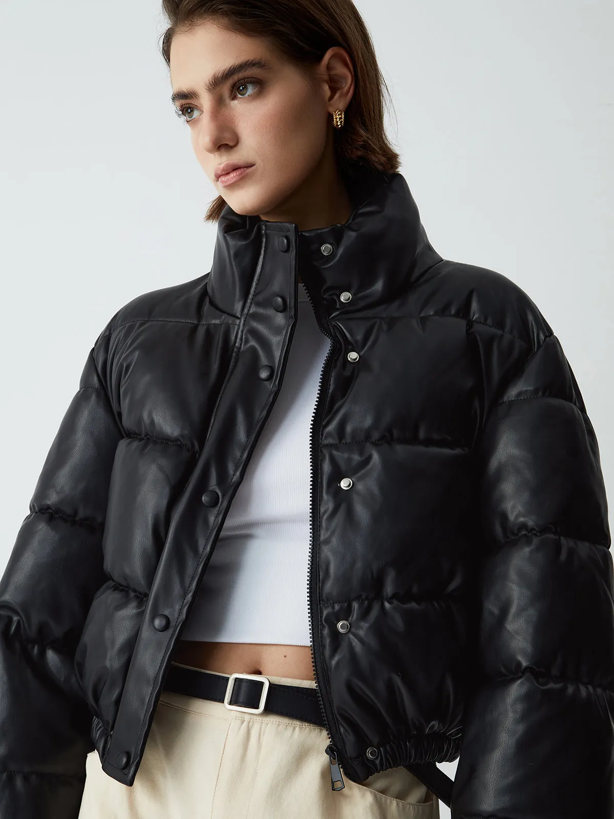 CHICMY- Stand Collar Quilted Puffer Coat