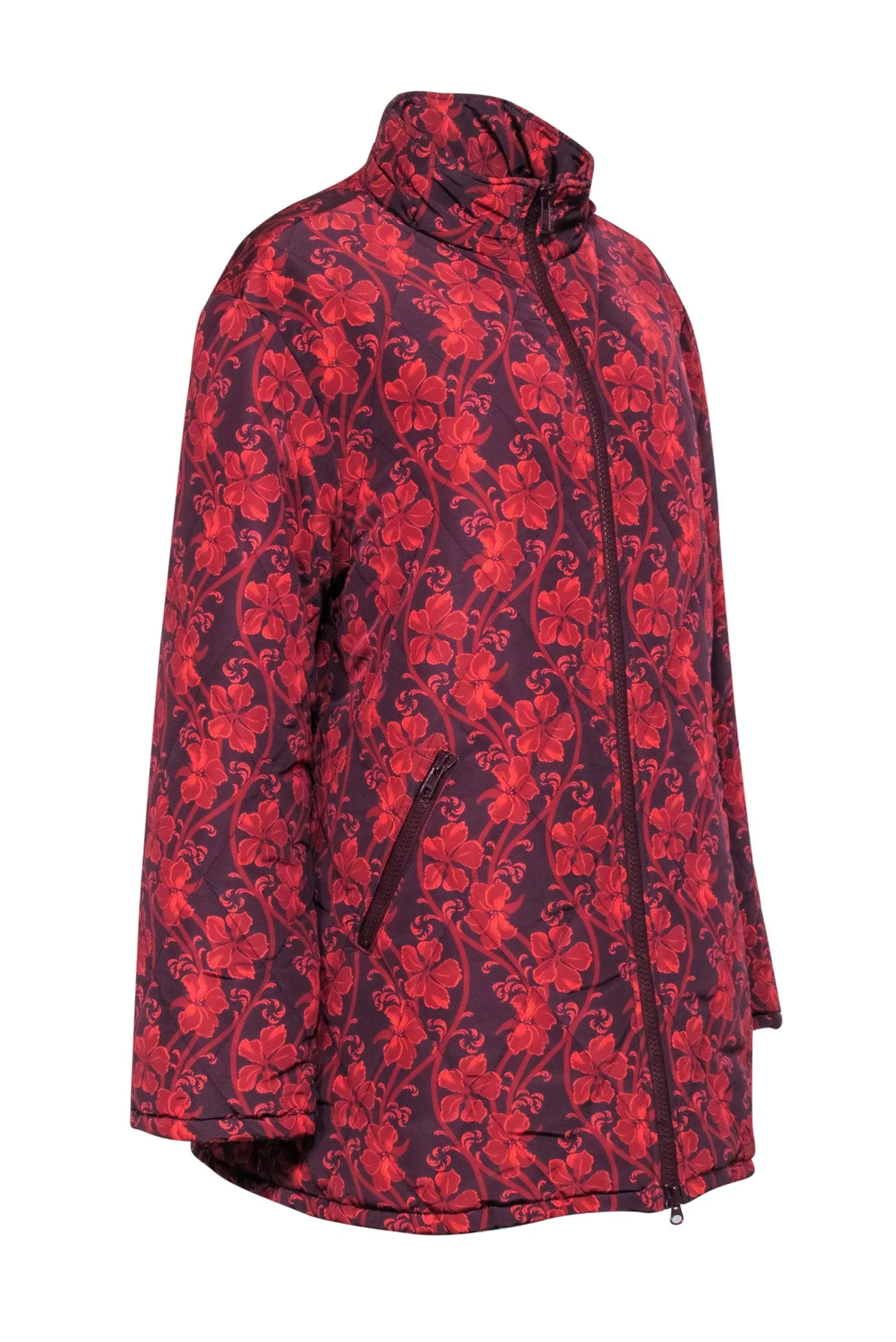 Cinq a Sept - Red & Maroon Floral Puffer Coat Sz M