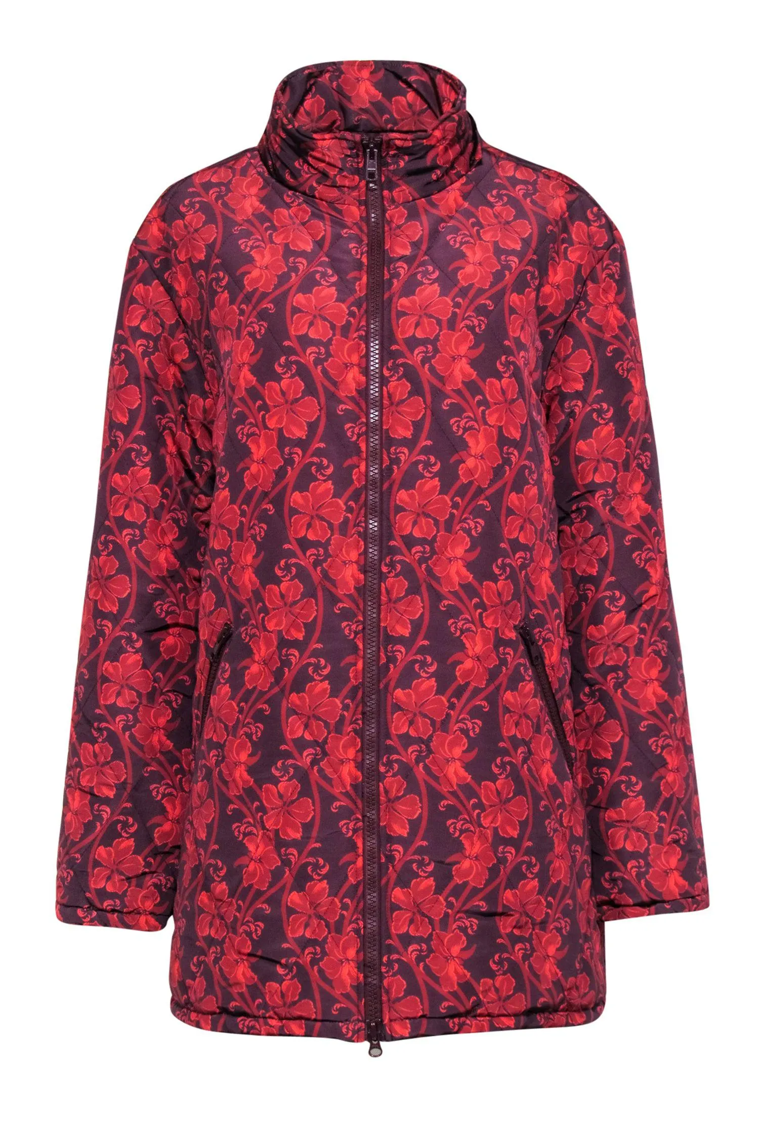 Cinq a Sept - Red & Maroon Floral Puffer Coat Sz M