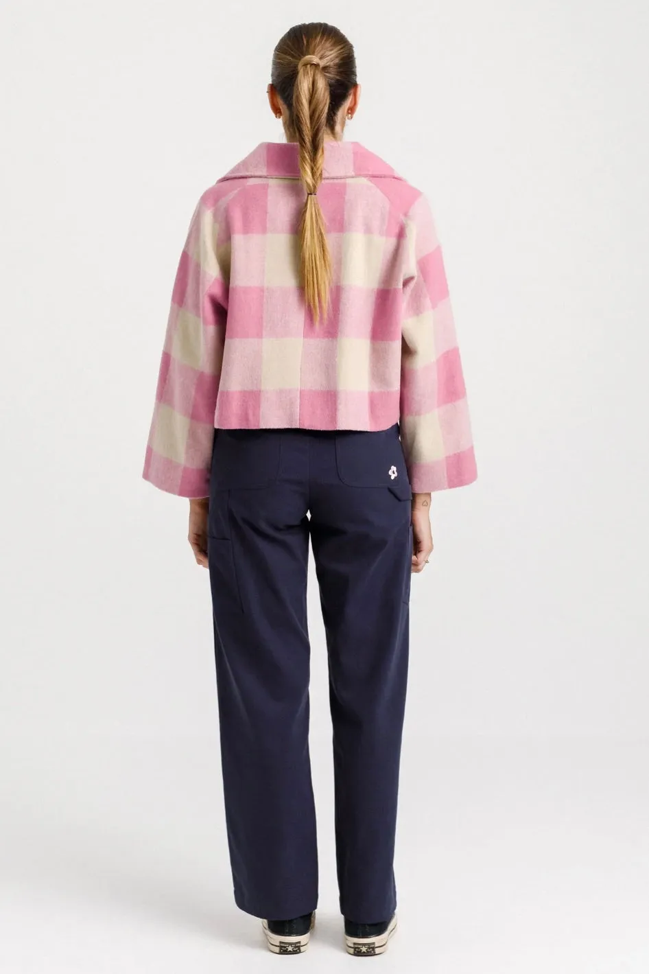 Clemmie Ballerina Pink Check Cropped Coat