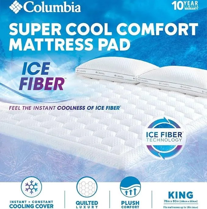 COLUMBIA - Quilted Ice Fiber Cooling Mattress Pad