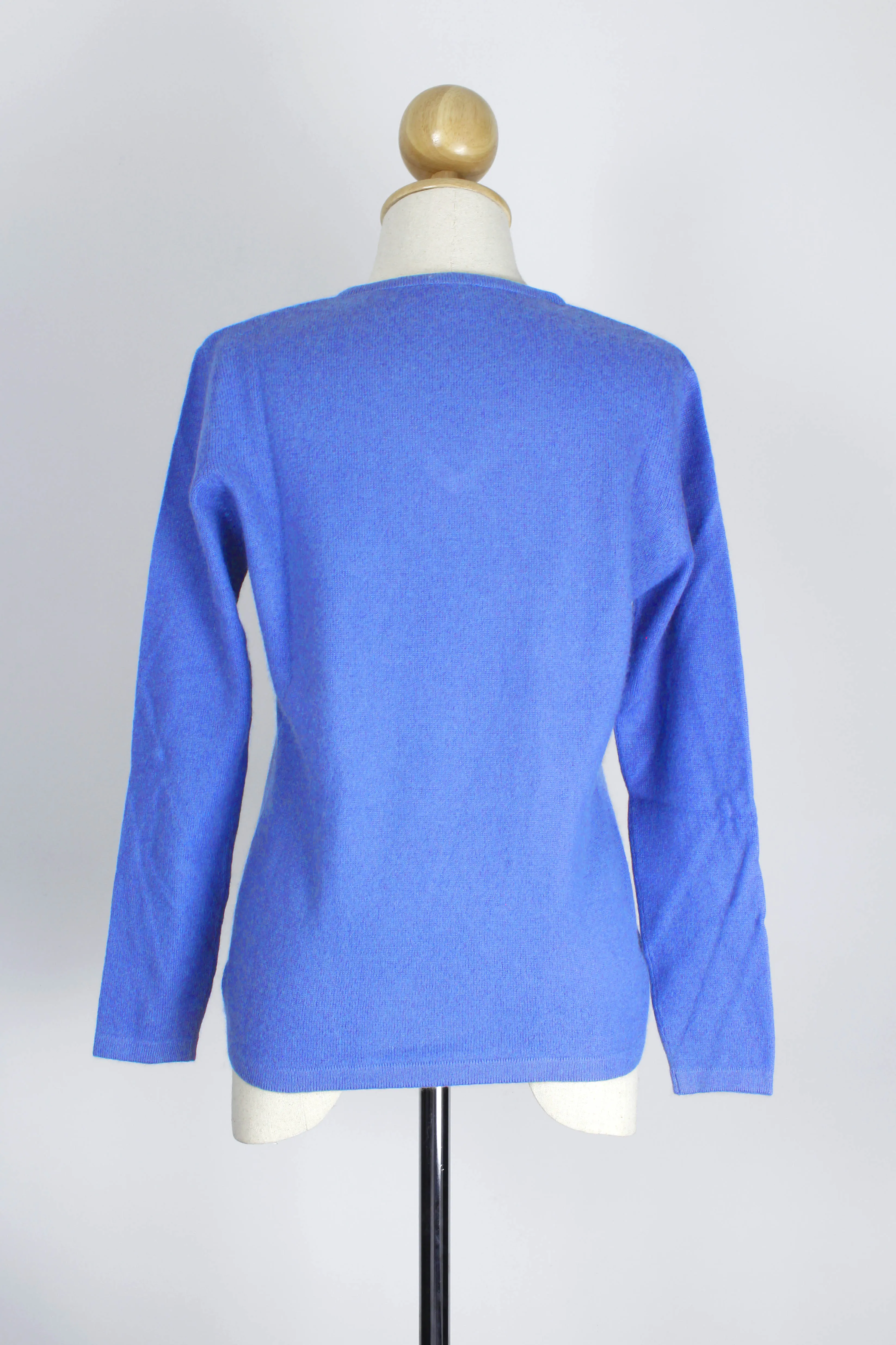 Cornflower Blue V-Neck Cashmere Pullover Sweater For Women