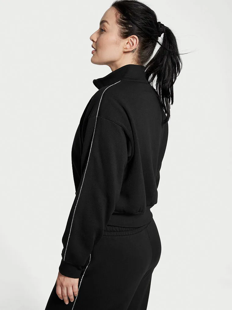 Cotton Fleece Mock-Neck Half-Zip