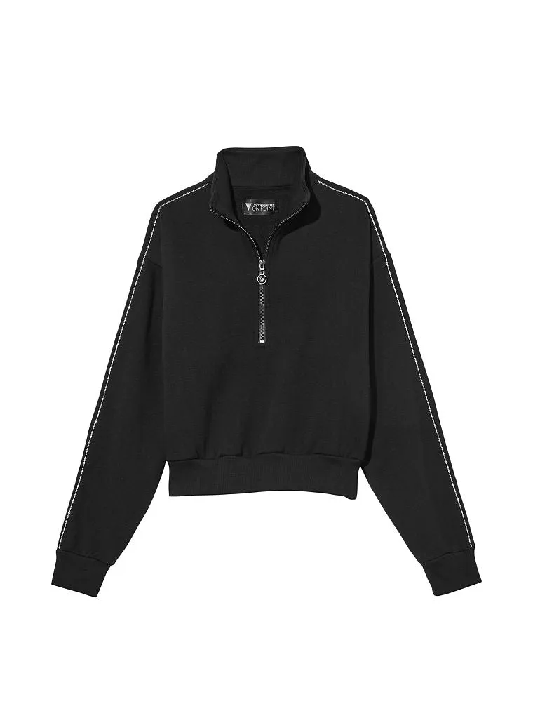 Cotton Fleece Mock-Neck Half-Zip