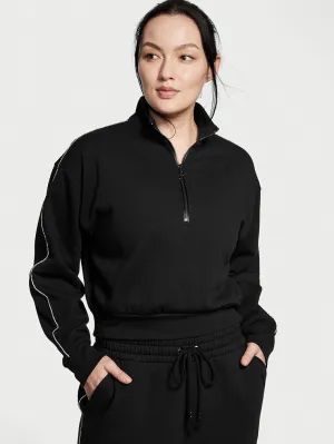 Cotton Fleece Mock-Neck Half-Zip