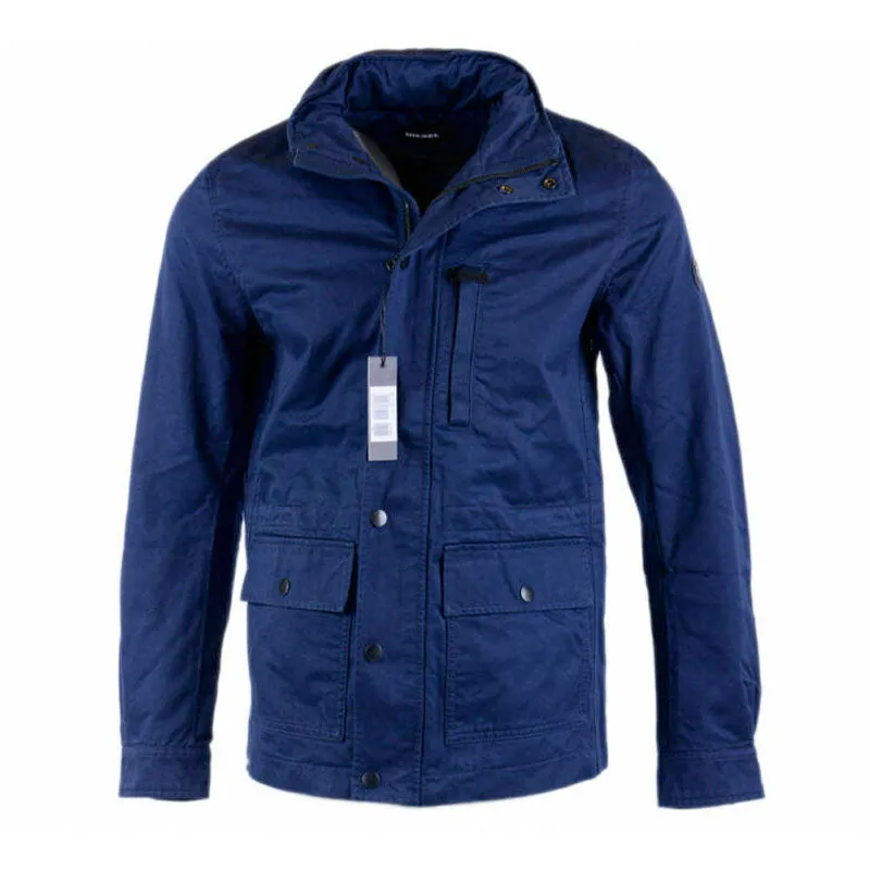 DIESEL J WINES Mens Jacket Padded Cotton Blue Quilted Winter Outwear Casual Coat