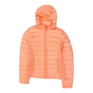 Diesel Womens Orange Pink Hooded Puffer Jacket | Designer Quilted Coat VTG